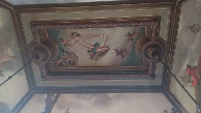 Λεπτομέρεια τοιχογραφιών & οροφής, στην Αίθουσα του μπιλιάρδου.